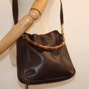GUCCI Bamboo Shoulder Bag Leather 2way Brown 001 2058 1638 0 Auth 77089-22