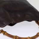GUCCI Bamboo Shoulder Bag Leather 2way Brown 001 2058 1638 0 Auth 77089-6