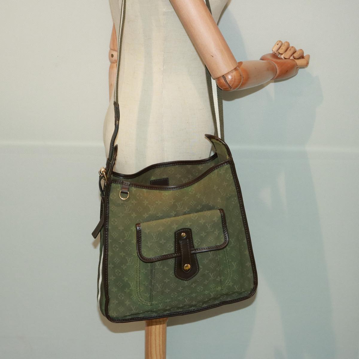 LOUIS VUITTON Monogram Mini Bussus Marie Kate Bag TST Khaki M92324 LV Auth 77098