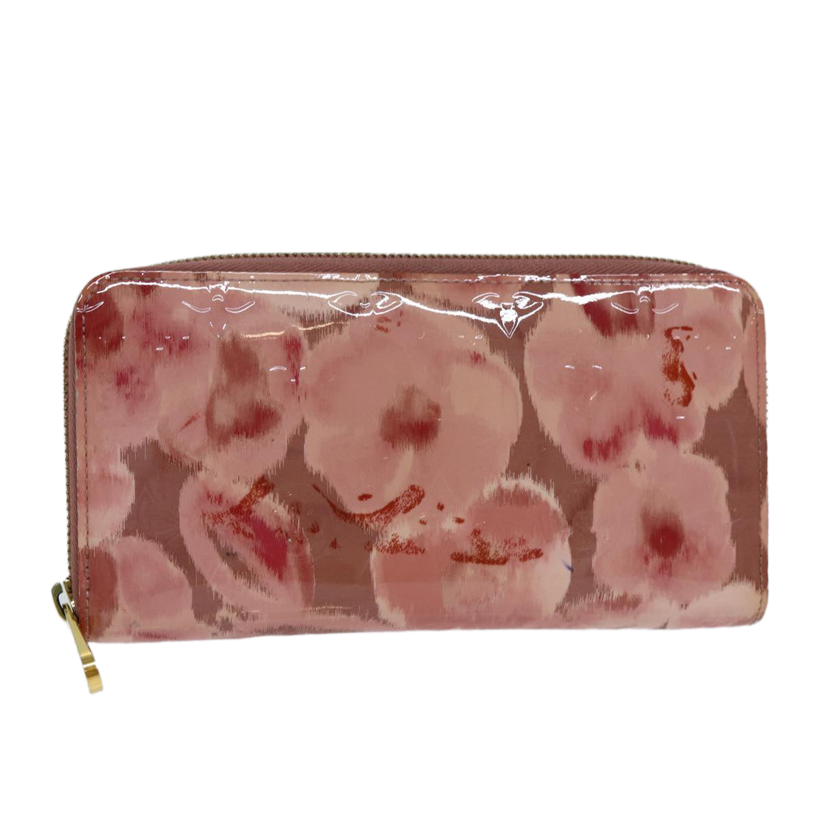 LOUIS VUITTON Monogram Vernis Ikat Flower Zippy Wallet Pink M93202 Auth 77103