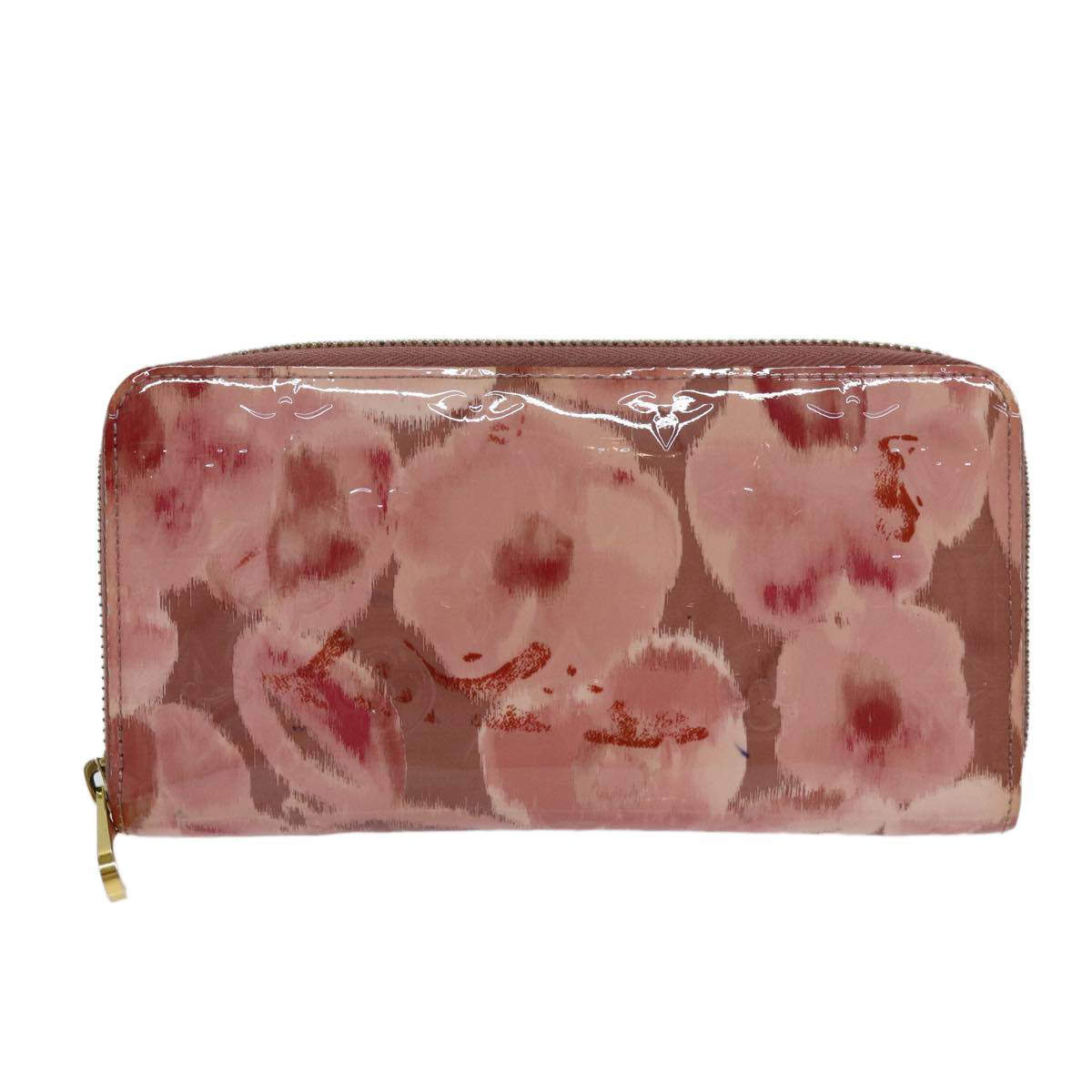 LOUIS VUITTON Monogram Vernis Ikat Flower Zippy Wallet Pink M93202 Auth 77103