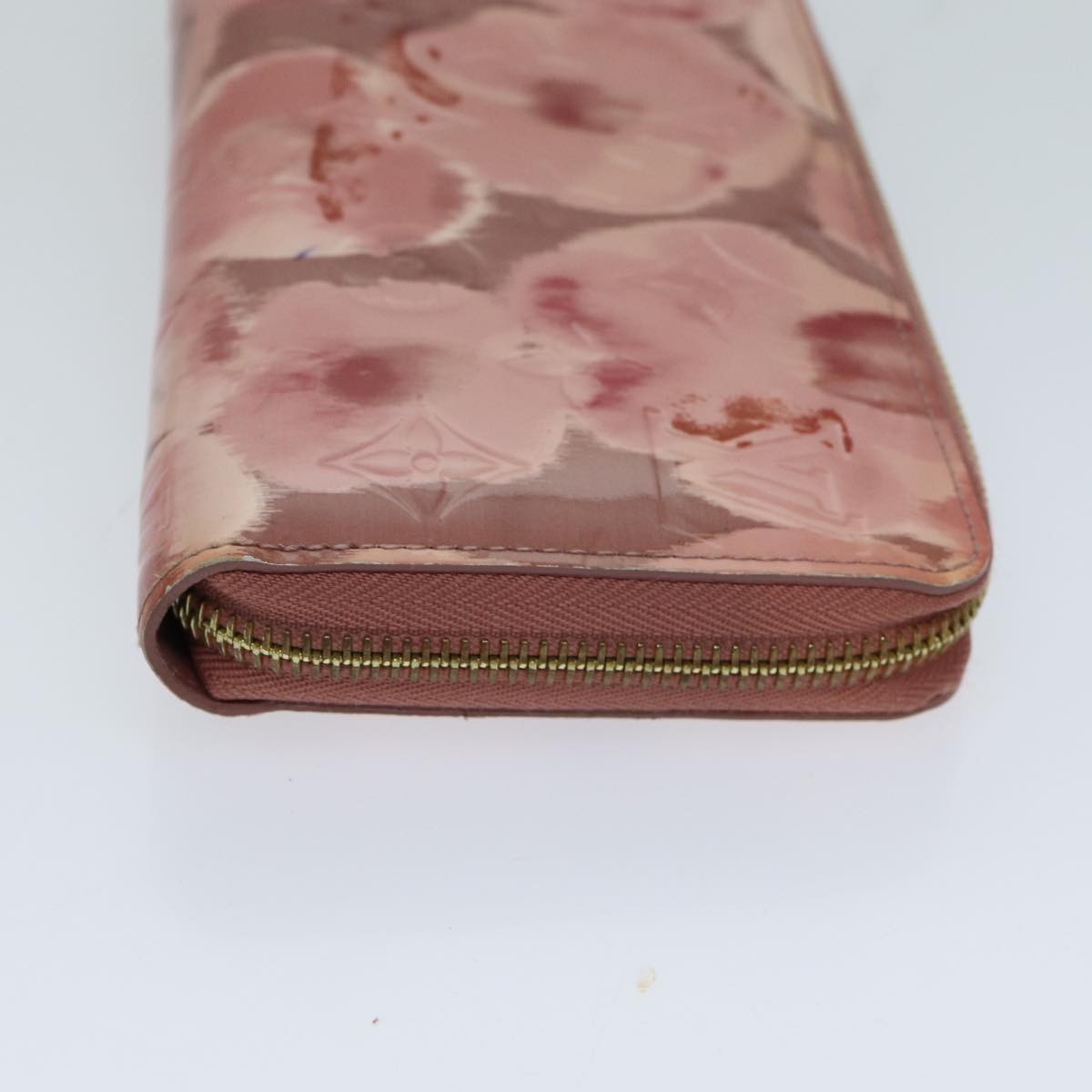 LOUIS VUITTON Monogram Vernis Ikat Flower Zippy Wallet Pink M93202 Auth 77103