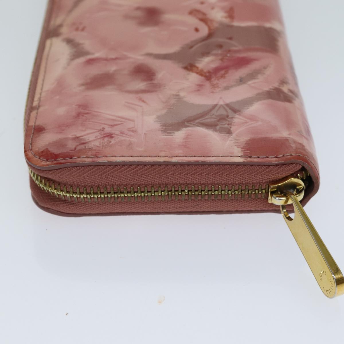 LOUIS VUITTON Monogram Vernis Ikat Flower Zippy Wallet Pink M93202 Auth 77103