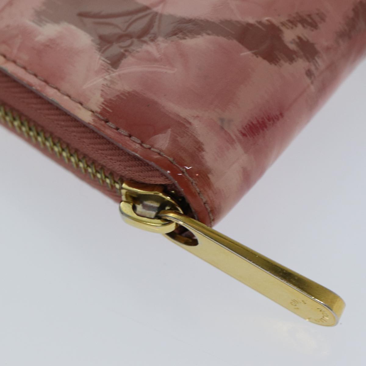 LOUIS VUITTON Monogram Vernis Ikat Flower Zippy Wallet Pink M93202 Auth 77103