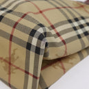BURBERRY Nova Check Tote Bag PVC Leather Beige Auth 77107-14