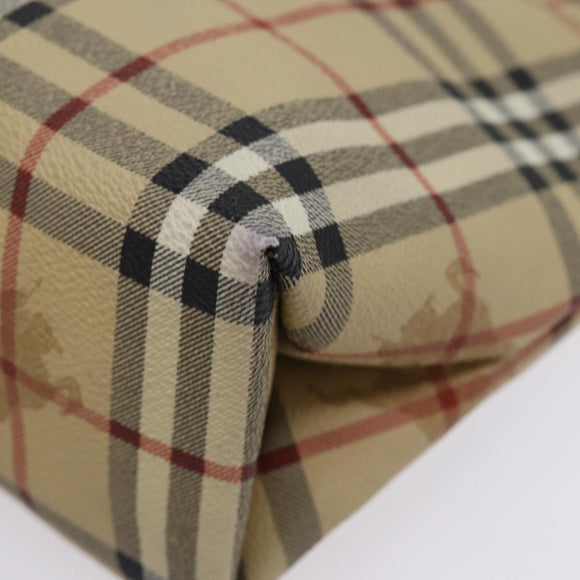 BURBERRY Nova Check Tote Bag PVC Leather Beige Auth 77107