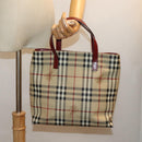 BURBERRY Nova Check Tote Bag PVC Leather Beige Auth 77107-19