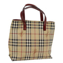 BURBERRY Nova Check Tote Bag PVC Leather Beige Auth 77107-1