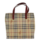 BURBERRY Nova Check Tote Bag PVC Leather Beige Auth 77107-2