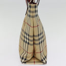 BURBERRY Nova Check Tote Bag PVC Leather Beige Auth 77107-4