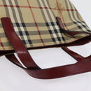 BURBERRY Nova Check Tote Bag PVC Leather Beige Auth 77107-6
