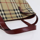 BURBERRY Nova Check Tote Bag PVC Leather Beige Auth 77107-7