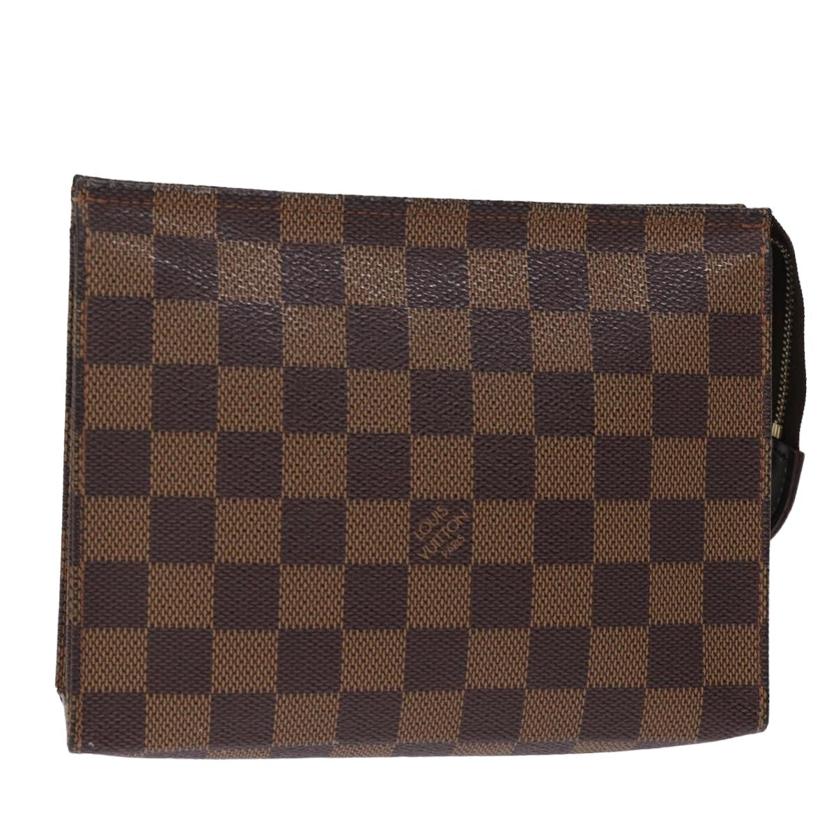 LOUIS VUITTON Damier Ebene Poche Toilette 19 Pouch N47544 LV Auth 77111