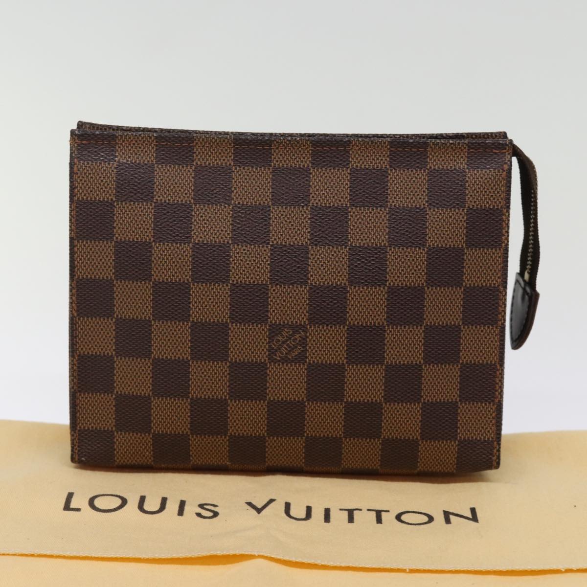 LOUIS VUITTON Damier Ebene Poche Toilette 19 Pouch N47544 LV Auth 77111