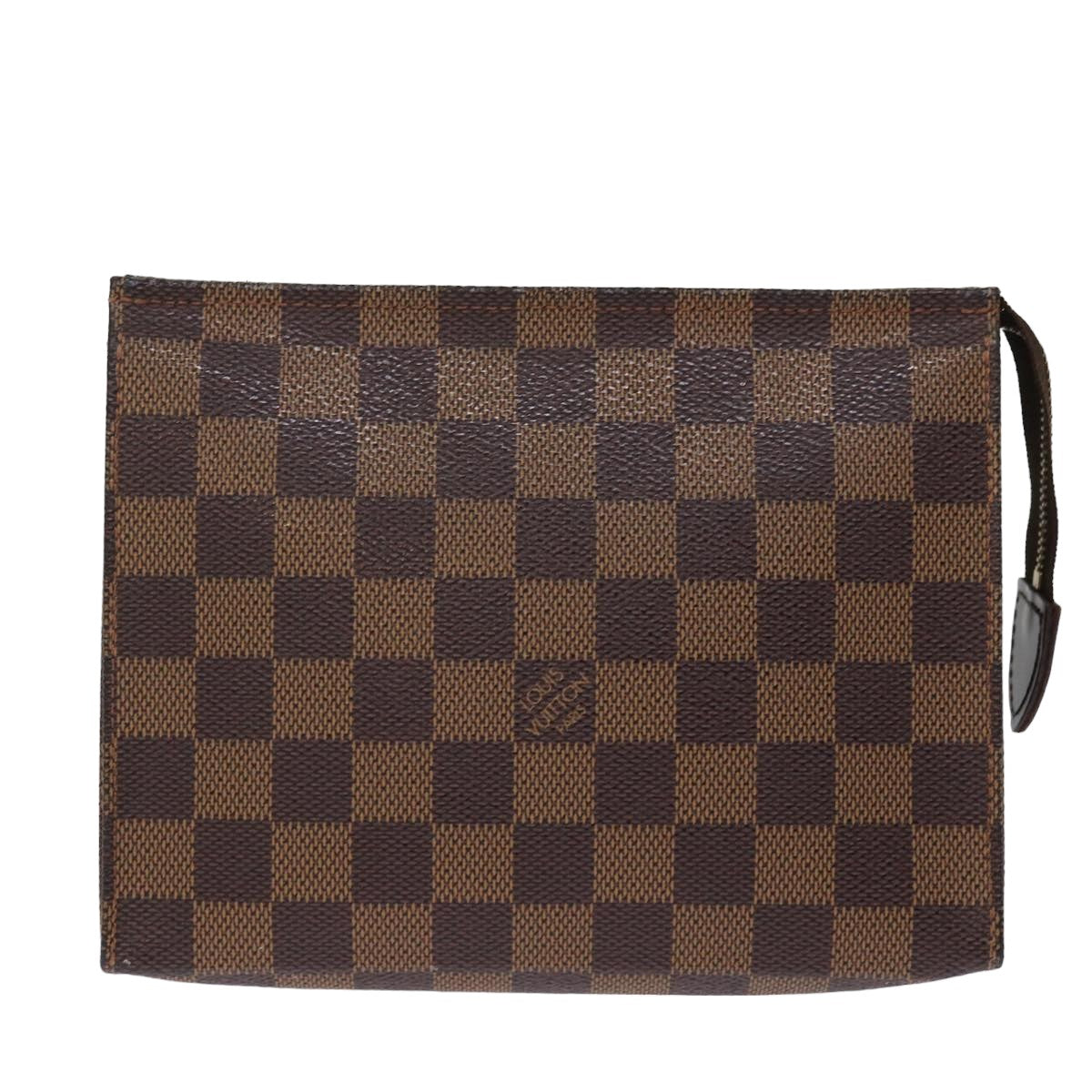 LOUIS VUITTON Damier Ebene Poche Toilette 19 Pouch N47544 LV Auth 77111