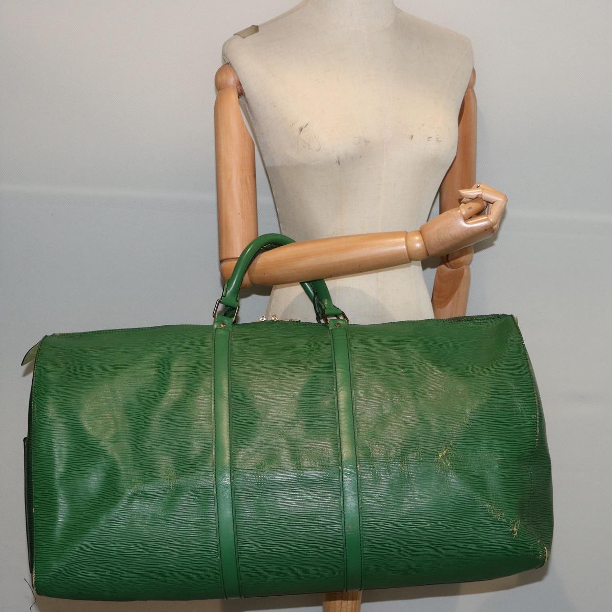 LOUIS VUITTON Epi Keepall 60 Boston Bag Green M42944 LV Auth 77124