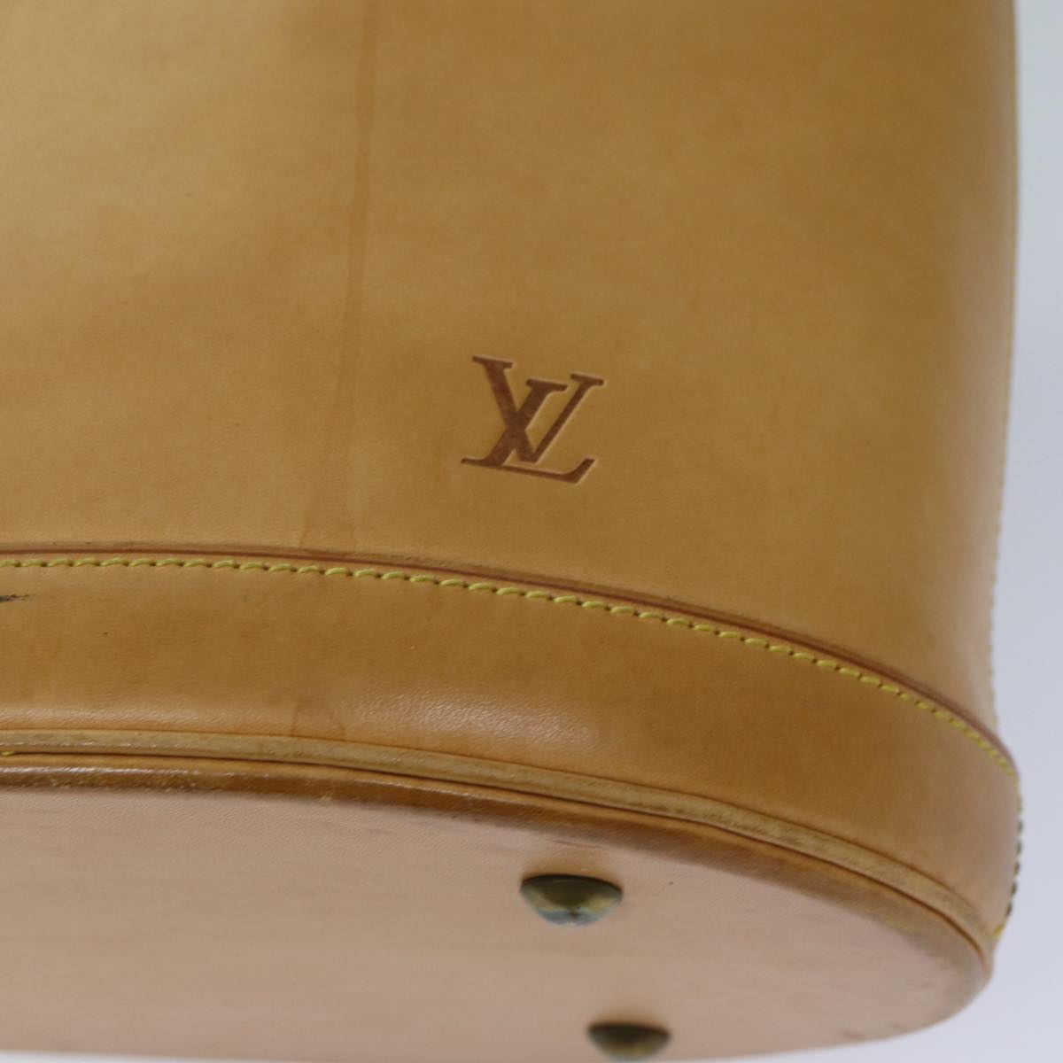 LOUIS VUITTON Nomad leather Bucket PM Shoulder Bag Beige M85001 LV Auth 77126