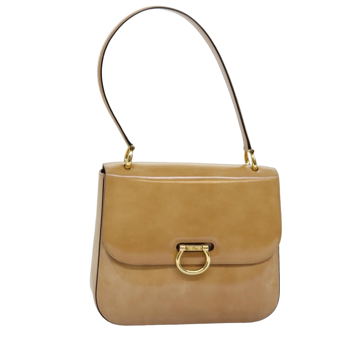 CELINE Shoulder Bag Enamel Beige Auth 77195