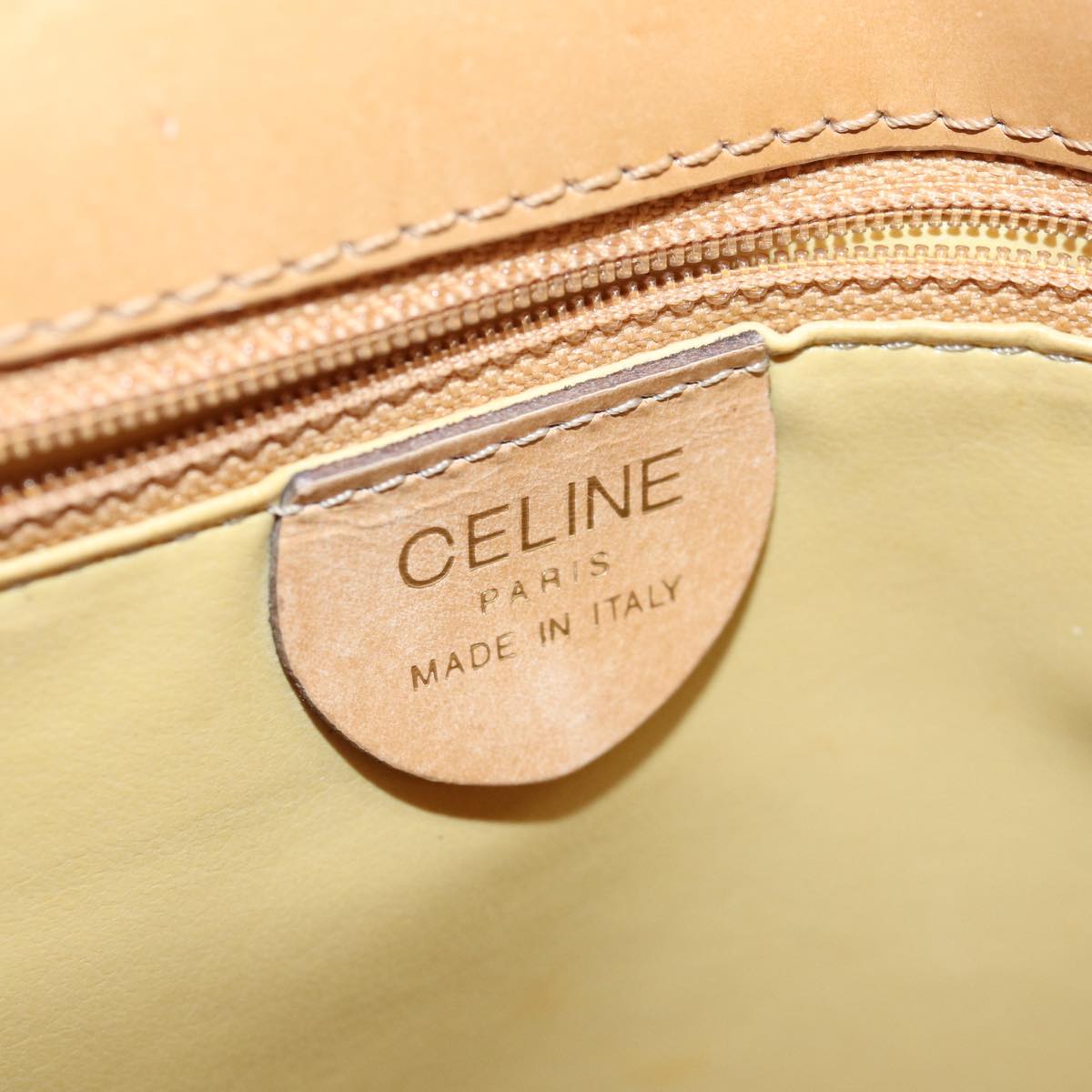 CELINE Shoulder Bag Enamel Beige Auth 77195