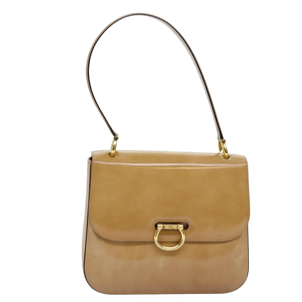 CELINE Shoulder Bag Enamel Beige Auth 77195