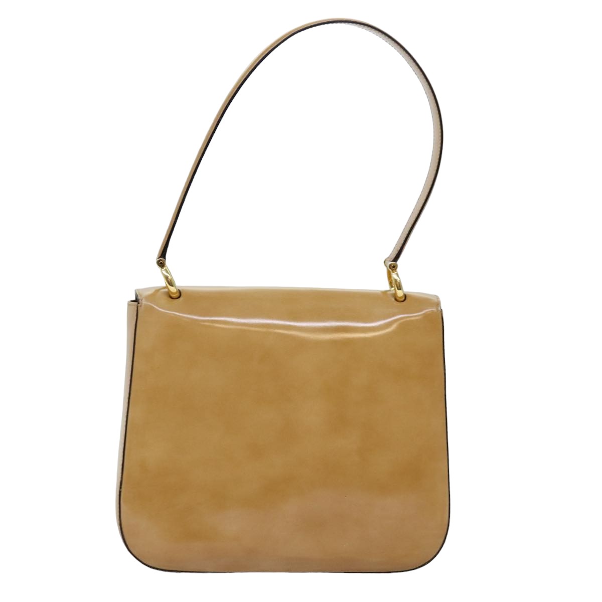 CELINE Shoulder Bag Enamel Beige Auth 77195