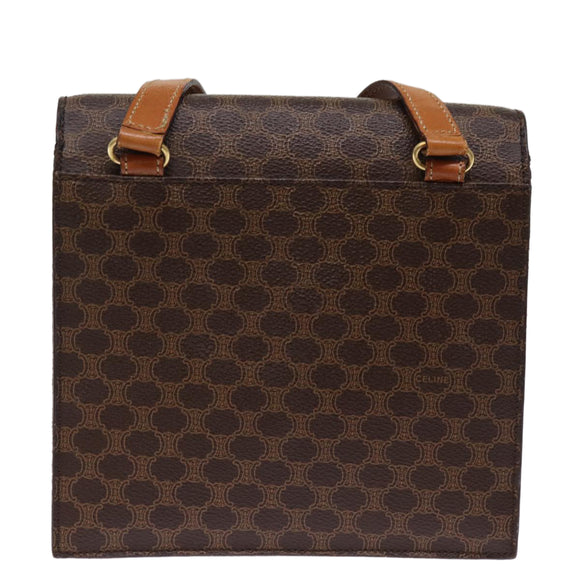 CELINE Macadam Canvas Shoulder Bag PVC Leather Brown Auth 77199