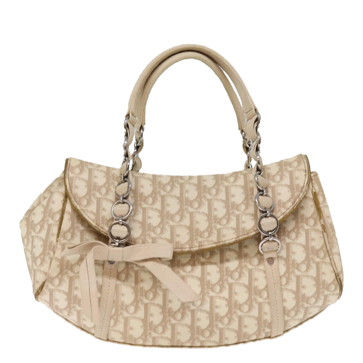 Christian Dior Trotter Romantic Shoulder Bag PVC Beige Auth 77200