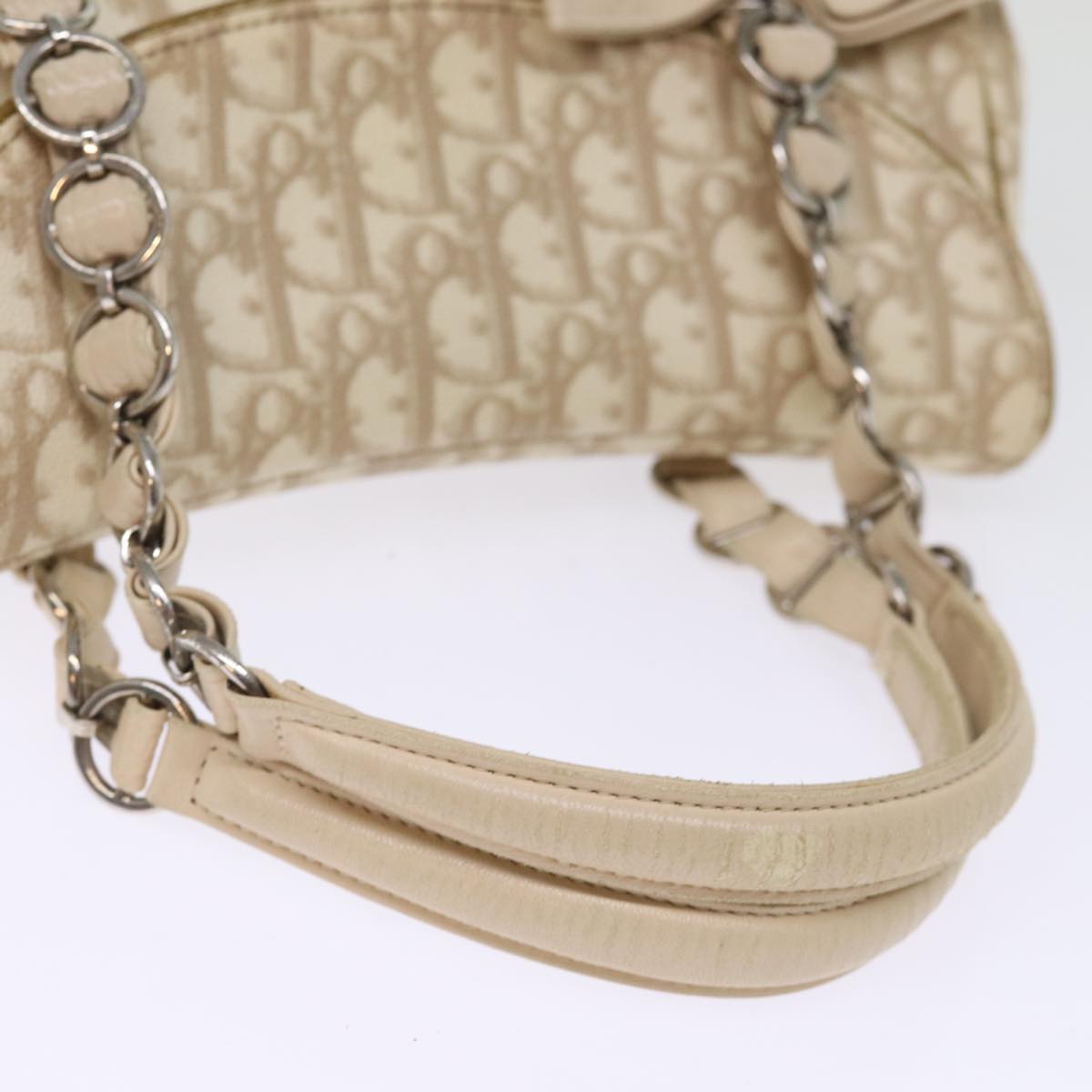 Christian Dior Trotter Romantic Shoulder Bag PVC Beige Auth 77200