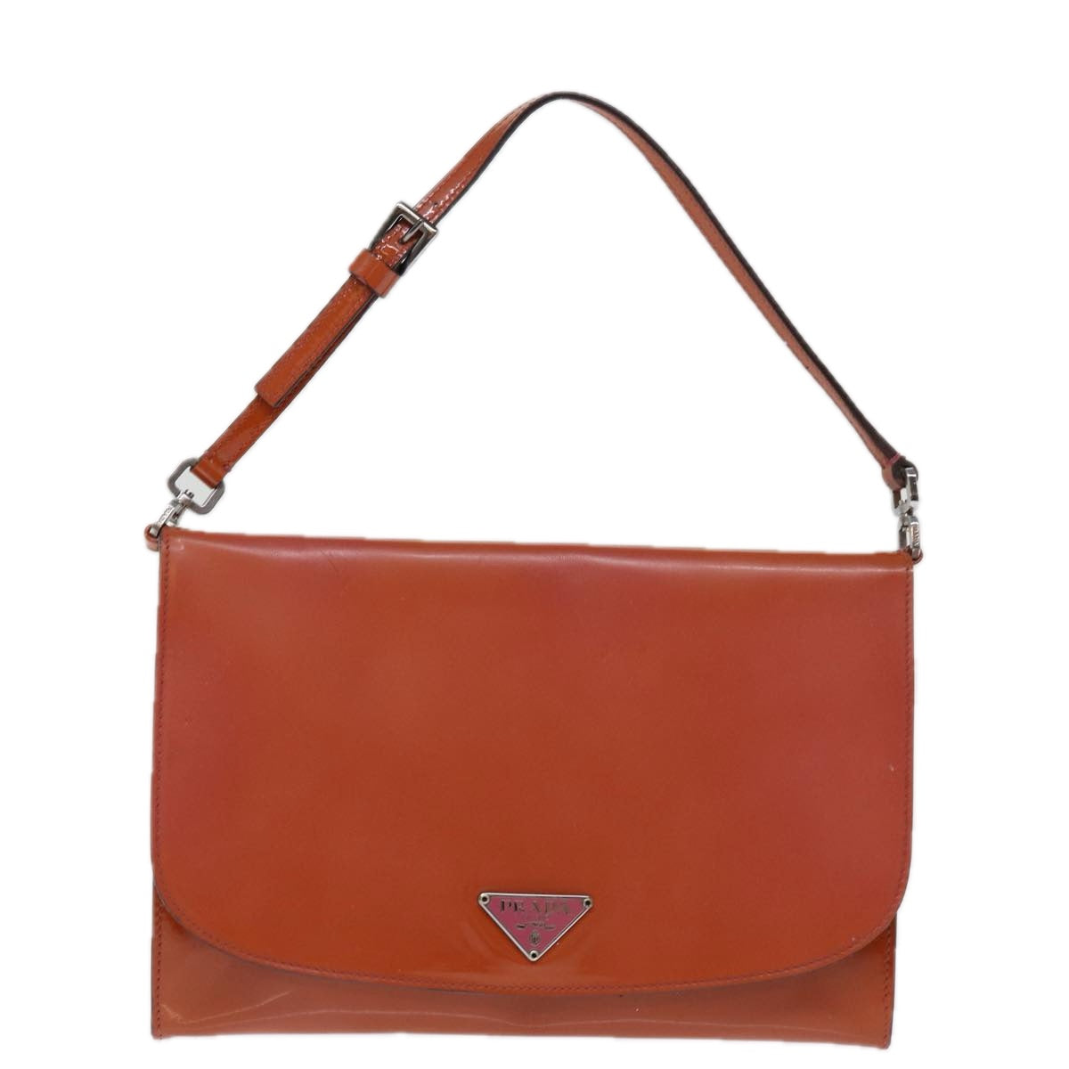 PRADA Hand Bag Enamel Orange Auth 77205