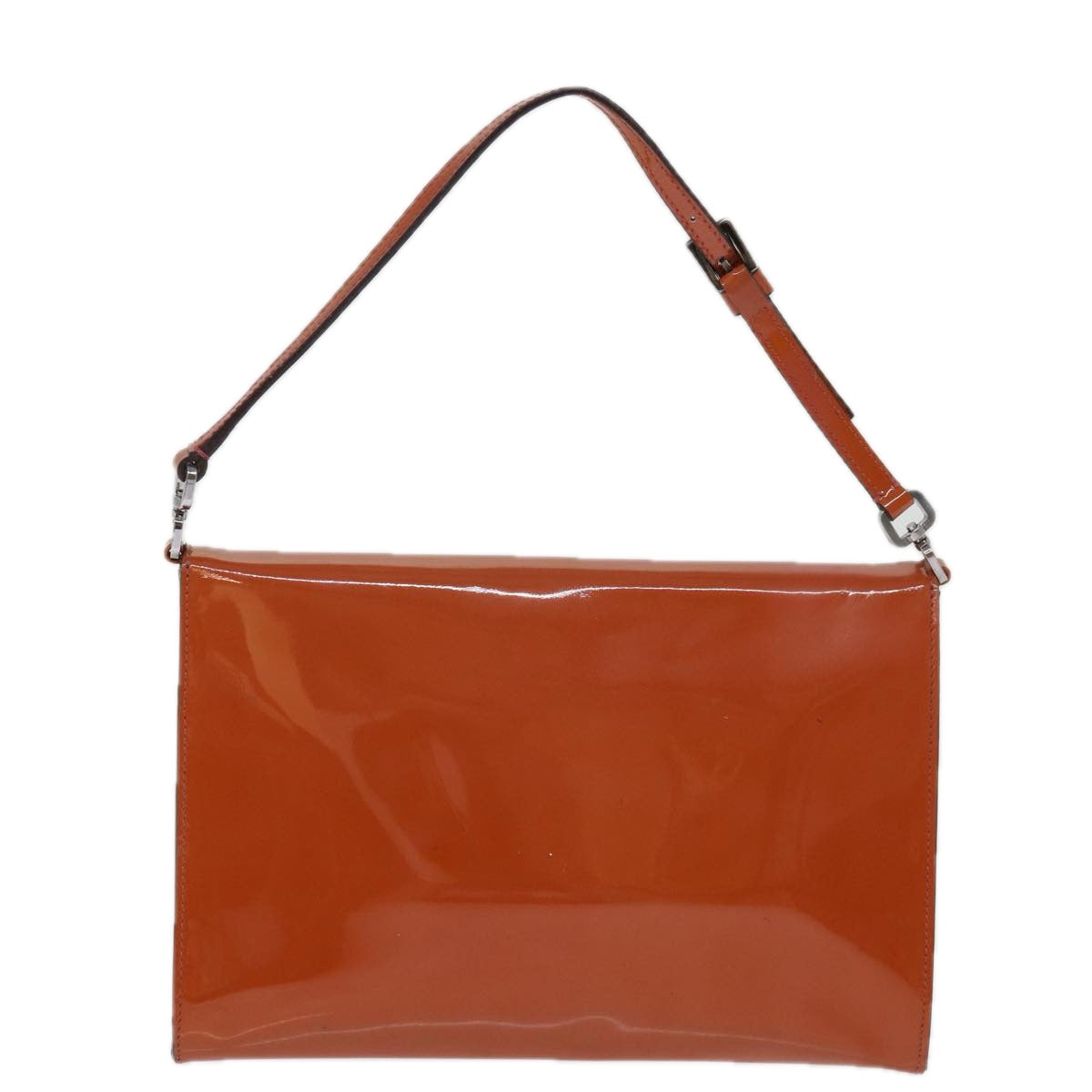 PRADA Hand Bag Enamel Orange Auth 77205 - 0