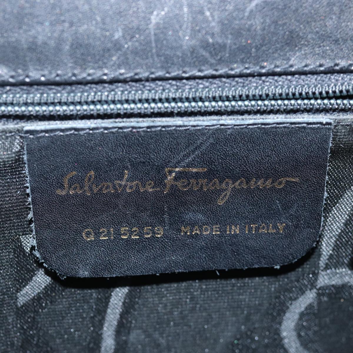 Salvatore Ferragamo Gancini Hand Bag Leather 2way Black Auth 77216