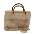 GUCCI Bamboo Tote Bag Suede 2way Beige 002 2855 0322 0 Auth 77226-1