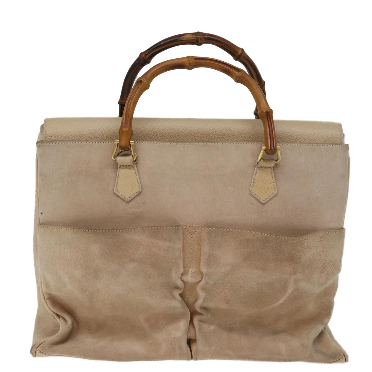 GUCCI Bamboo Tote Bag Suede 2way Beige 002 2855 0322 0 Auth 77226 - 0