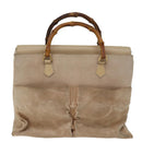 GUCCI Bamboo Tote Bag Suede 2way Beige 002 2855 0322 0 Auth 77226-13