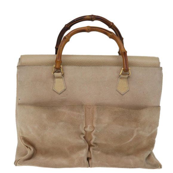 GUCCI Bambus Wildleder Tote Bag 2way Beige 002 2855 0322 0 Auth 77226