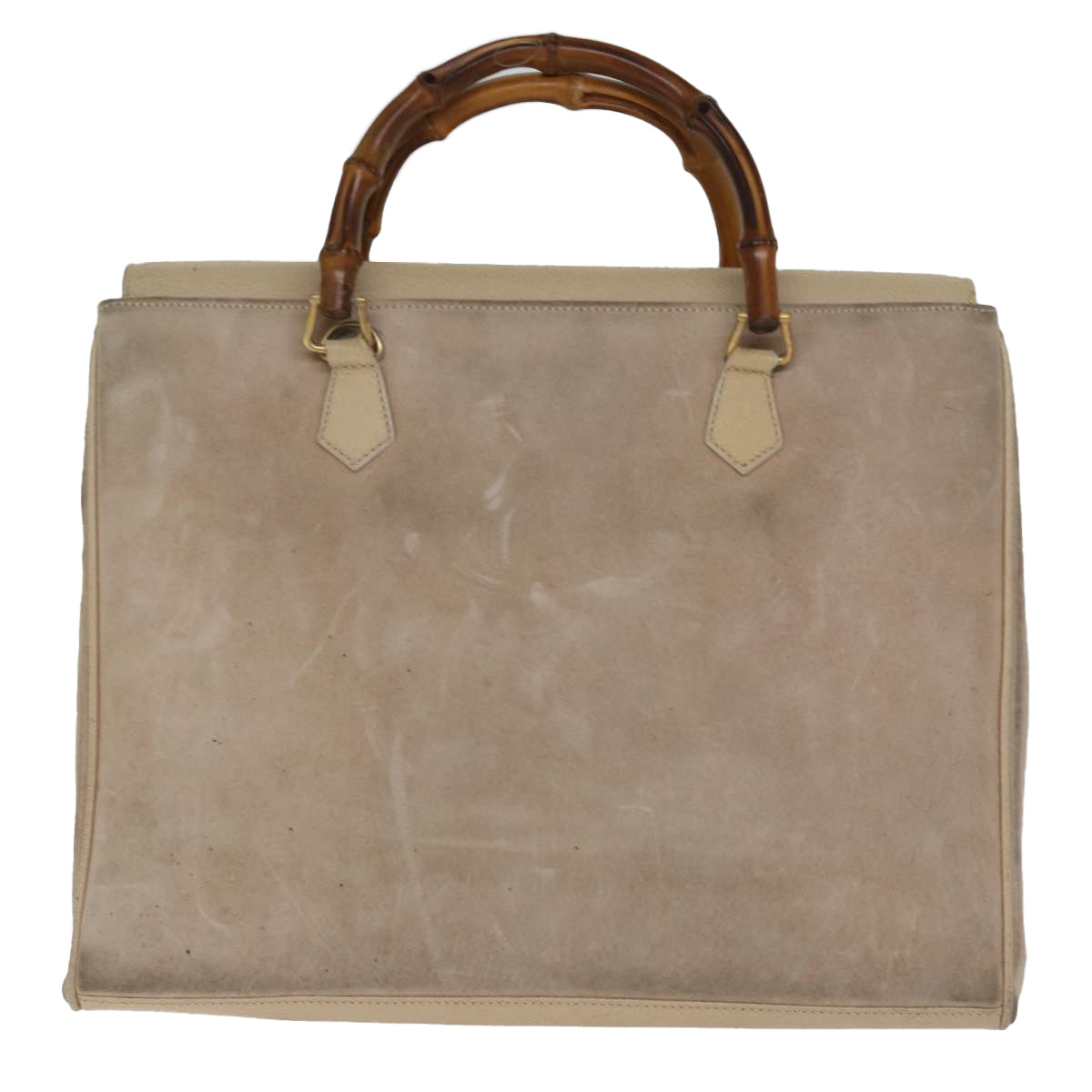 GUCCI Bamboo Tote Bag Suede 2way Beige 002 2855 0322 0 Auth 77226