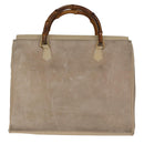 GUCCI Bamboo Tote Bag Suede 2way Beige 002 2855 0322 0 Auth 77226-2
