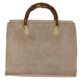 GUCCI Bamboo Tote Bag Suede 2way Beige 002 2855 0322 0 Auth 77226 - 0