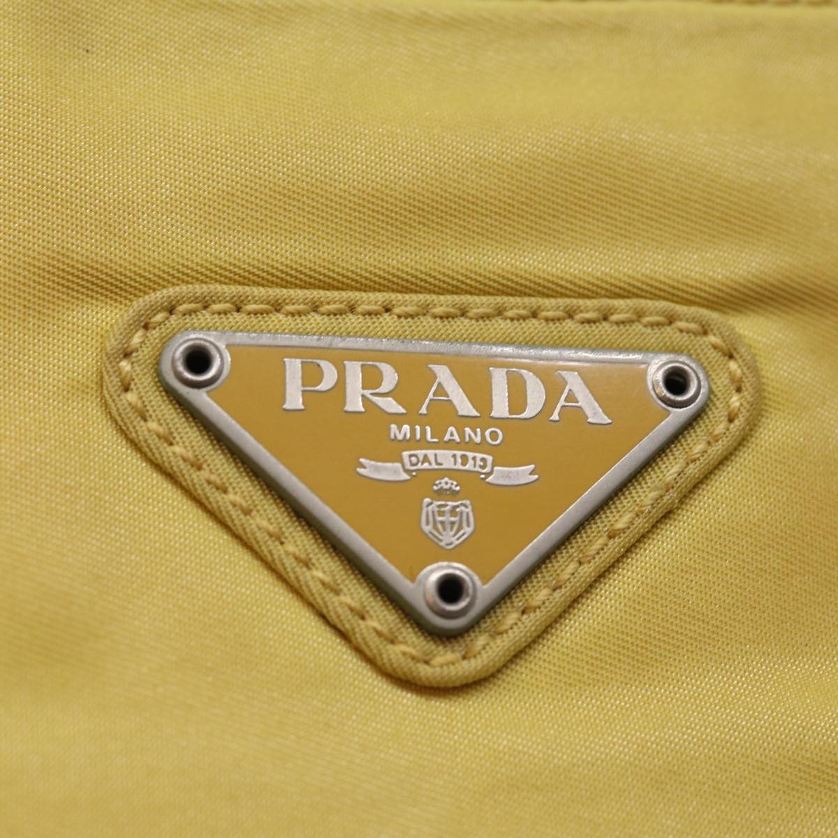 PRADA Shoulder Bag Nylon Yellow Auth 77230