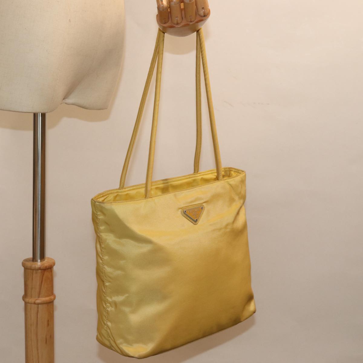 PRADA Shoulder Bag Nylon Yellow Auth 77230