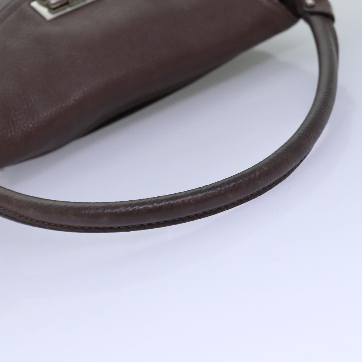 Salvatore Ferragamo Gancini Shoulder Bag Leather Brown Auth 77235