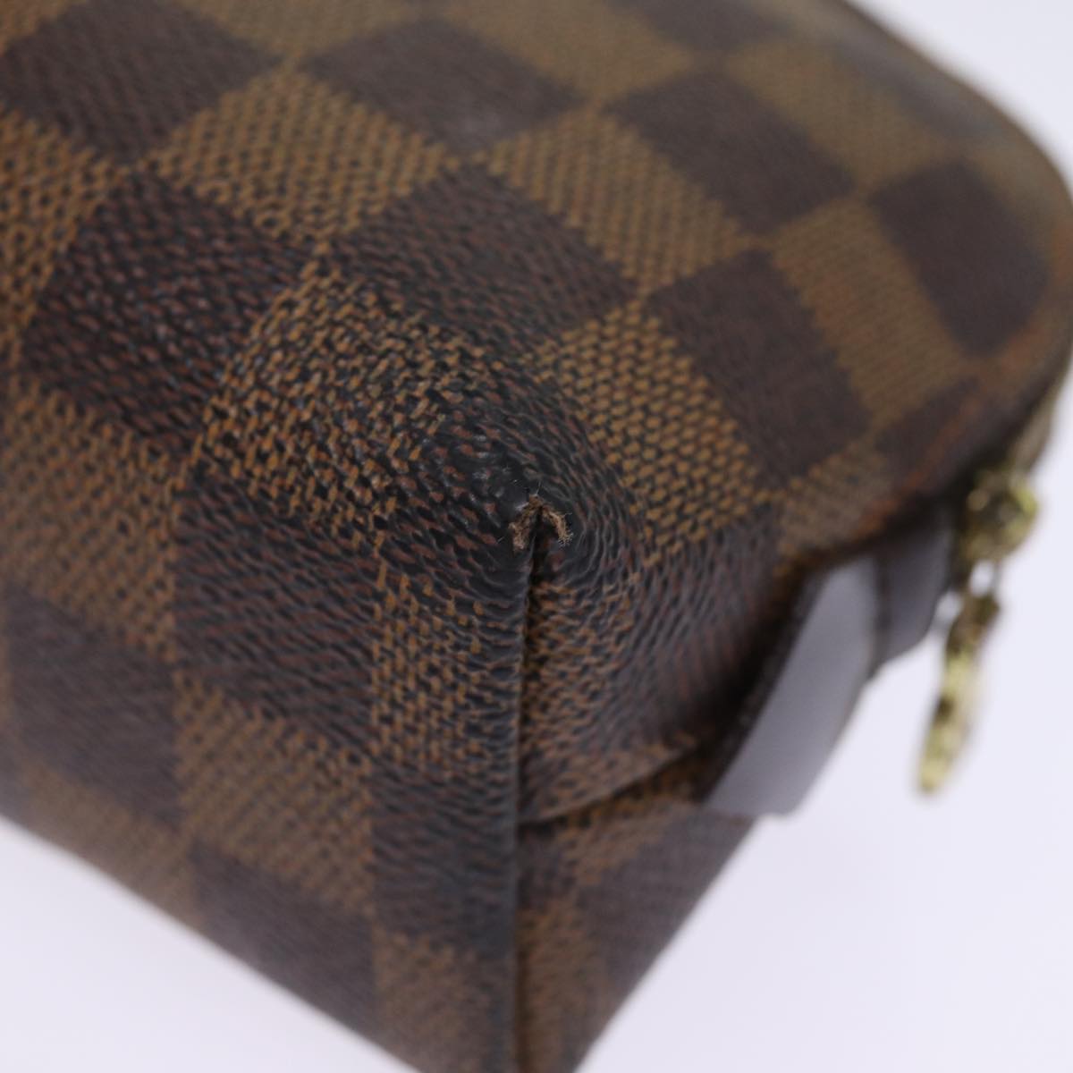 LOUIS VUITTON Damier Ebene Pochette Cosmetic PM Pouch N47516 LV Auth 77260