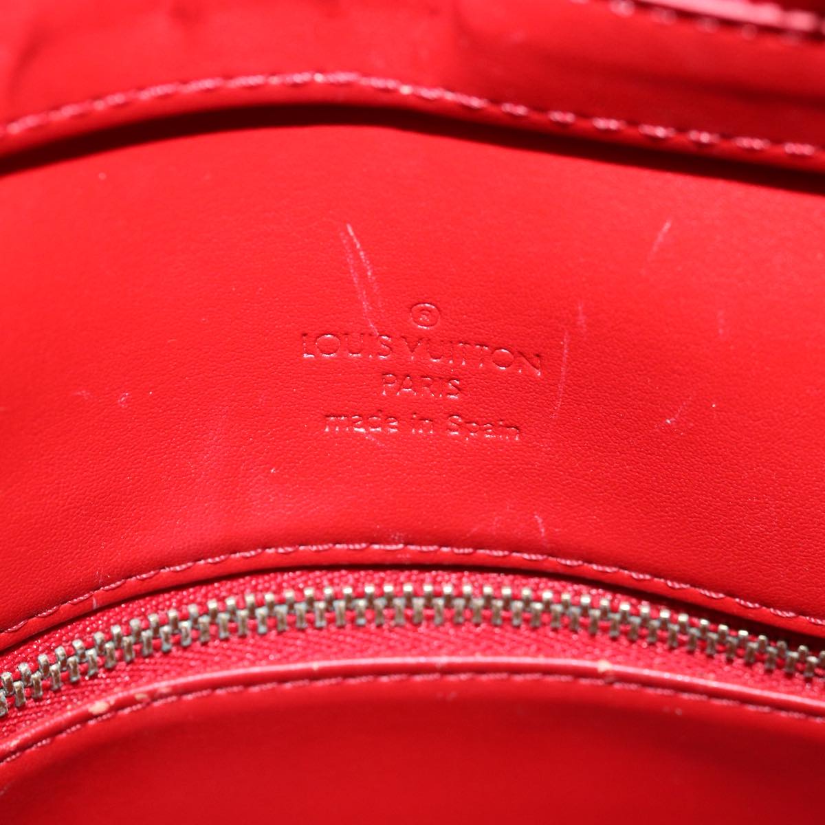 LOUIS VUITTON Monogram Vernis Houston Hand Bag Rouge M91092 LV Auth 77306
