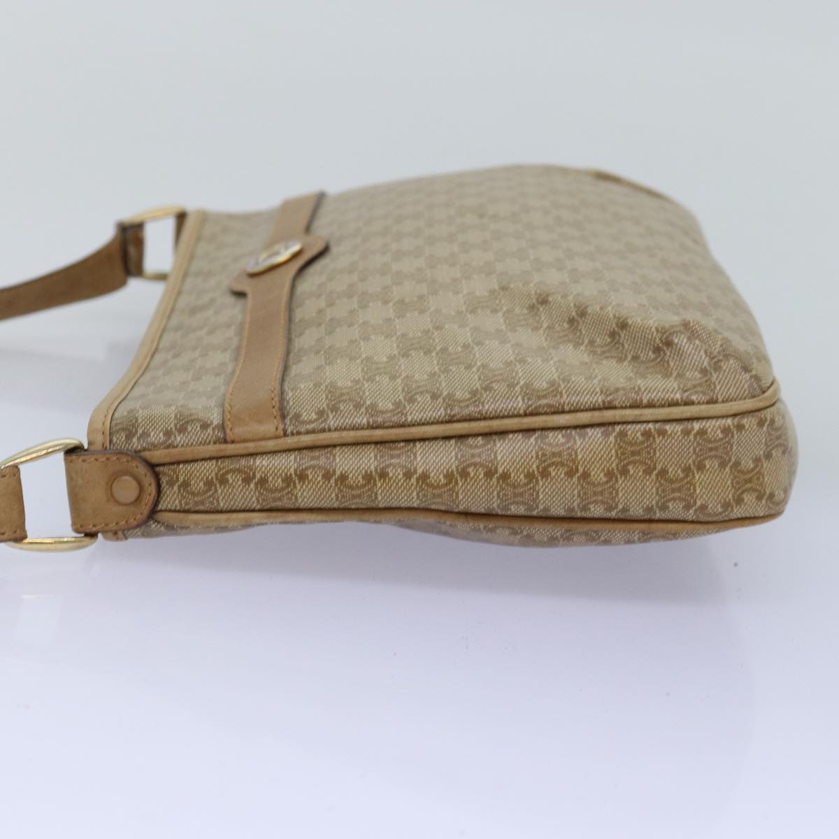 CELINE Macadam Canvas Shoulder Bag Beige Auth 77322