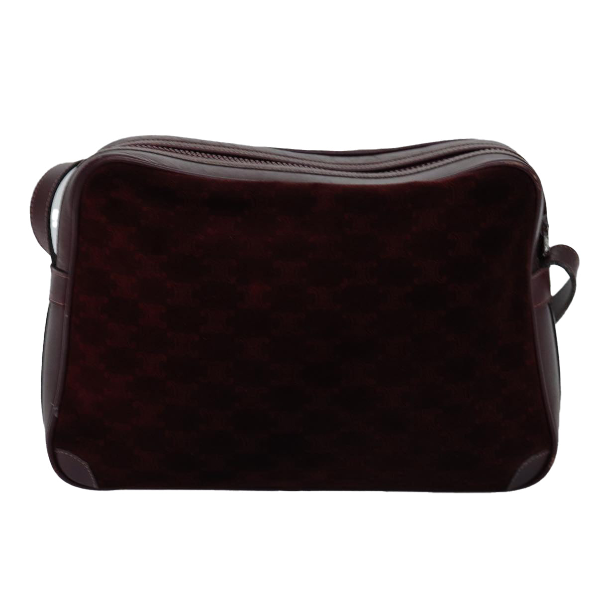 CELINE Macadam Canvas Shoulder Bag Bordeaux Auth 77323