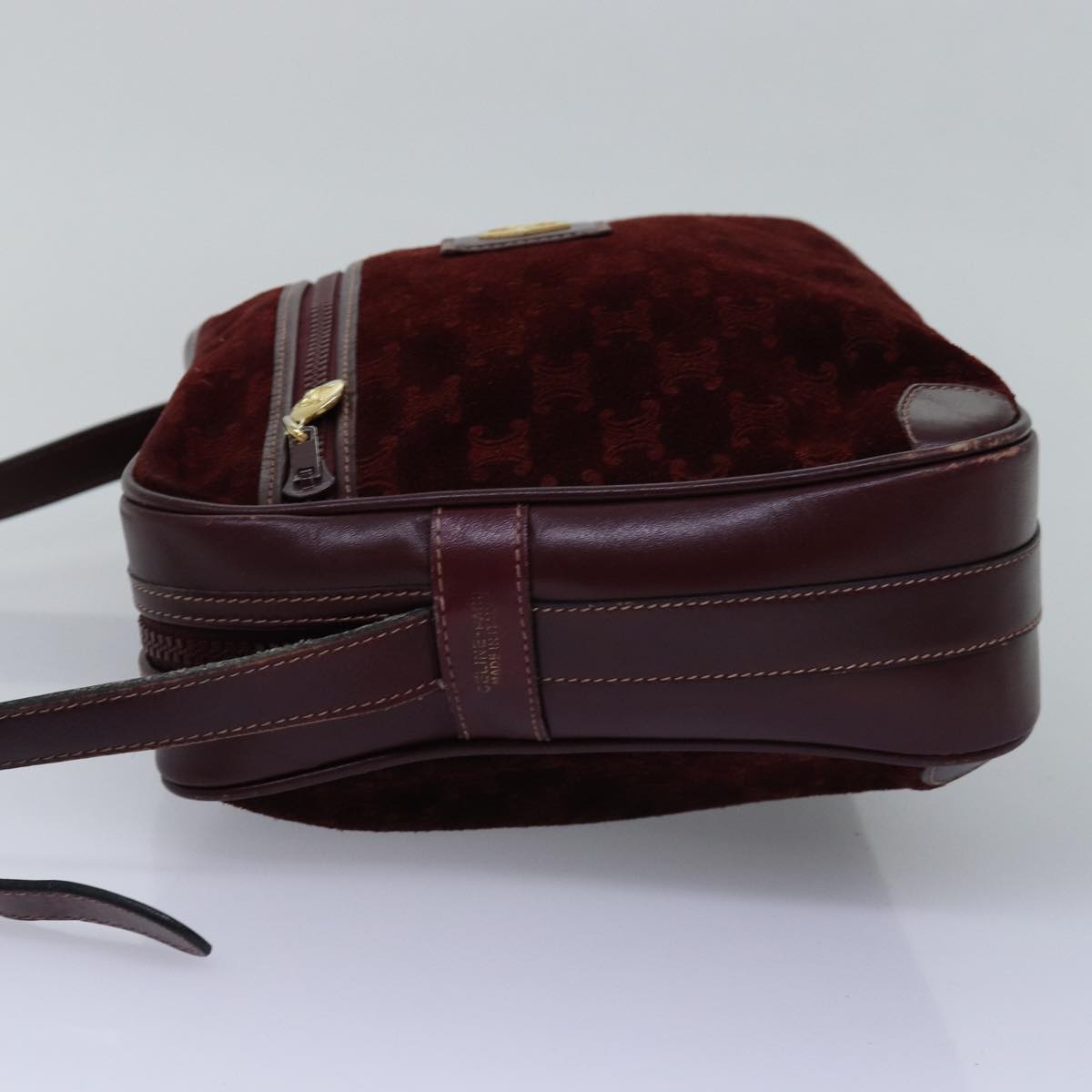 CELINE Macadam Canvas Shoulder Bag Bordeaux Auth 77323