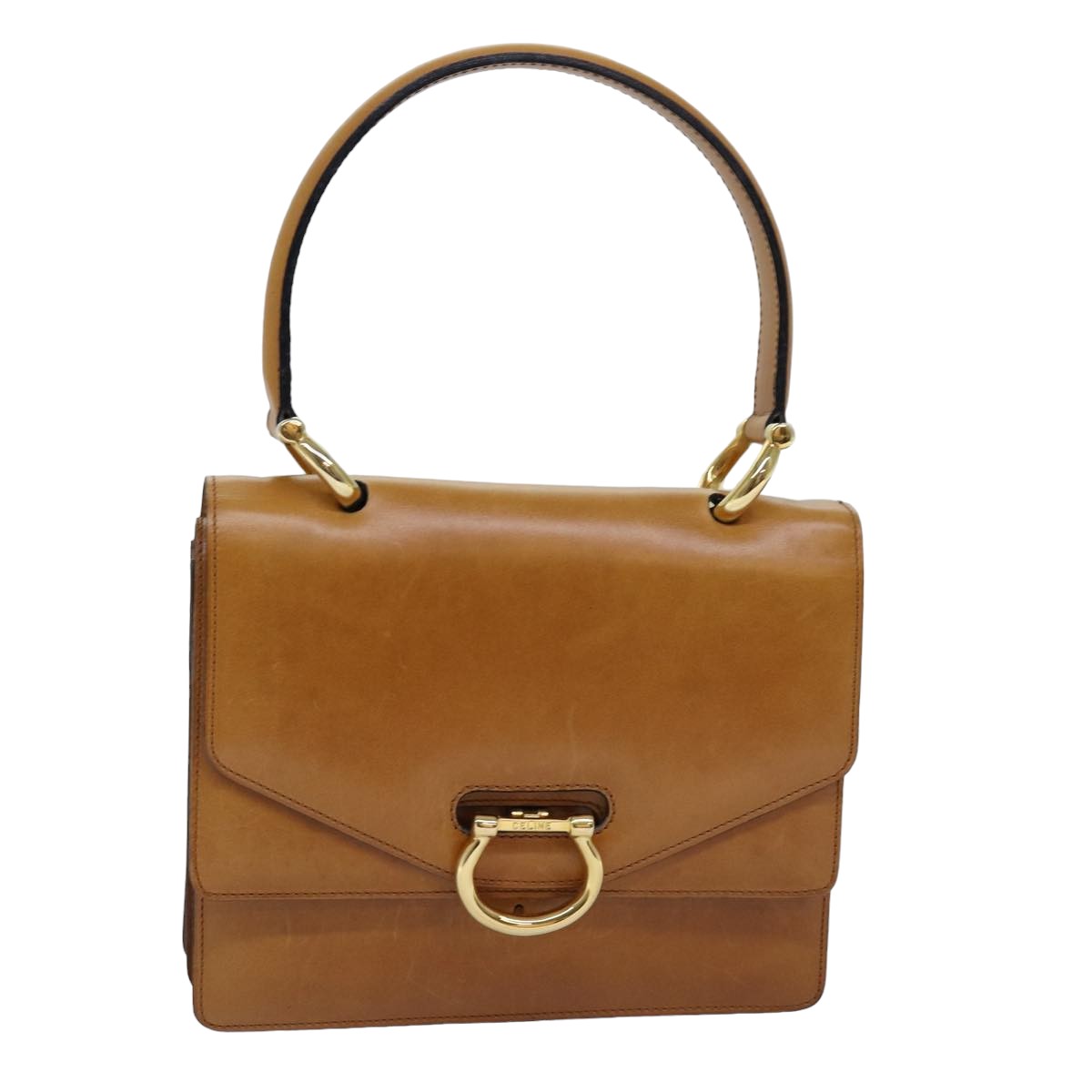 CELINE Hand Bag Leather Brown Auth 77330