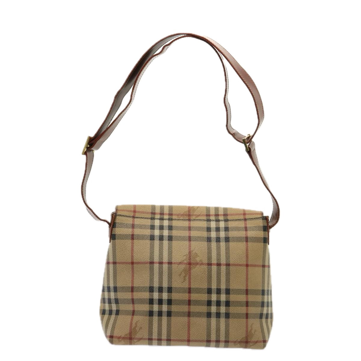 BURBERRY Nova Check Shoulder Bag PVC Leather Beige Auth 77334 - 0