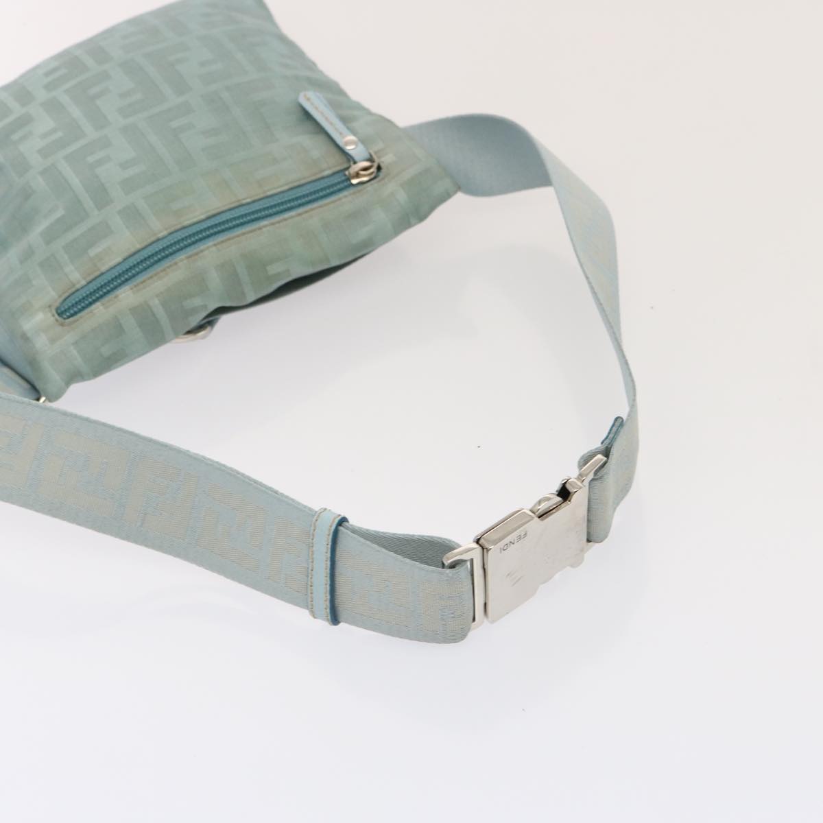 FENDI Zucca Canvas Waist bag Light Blue Auth 77335