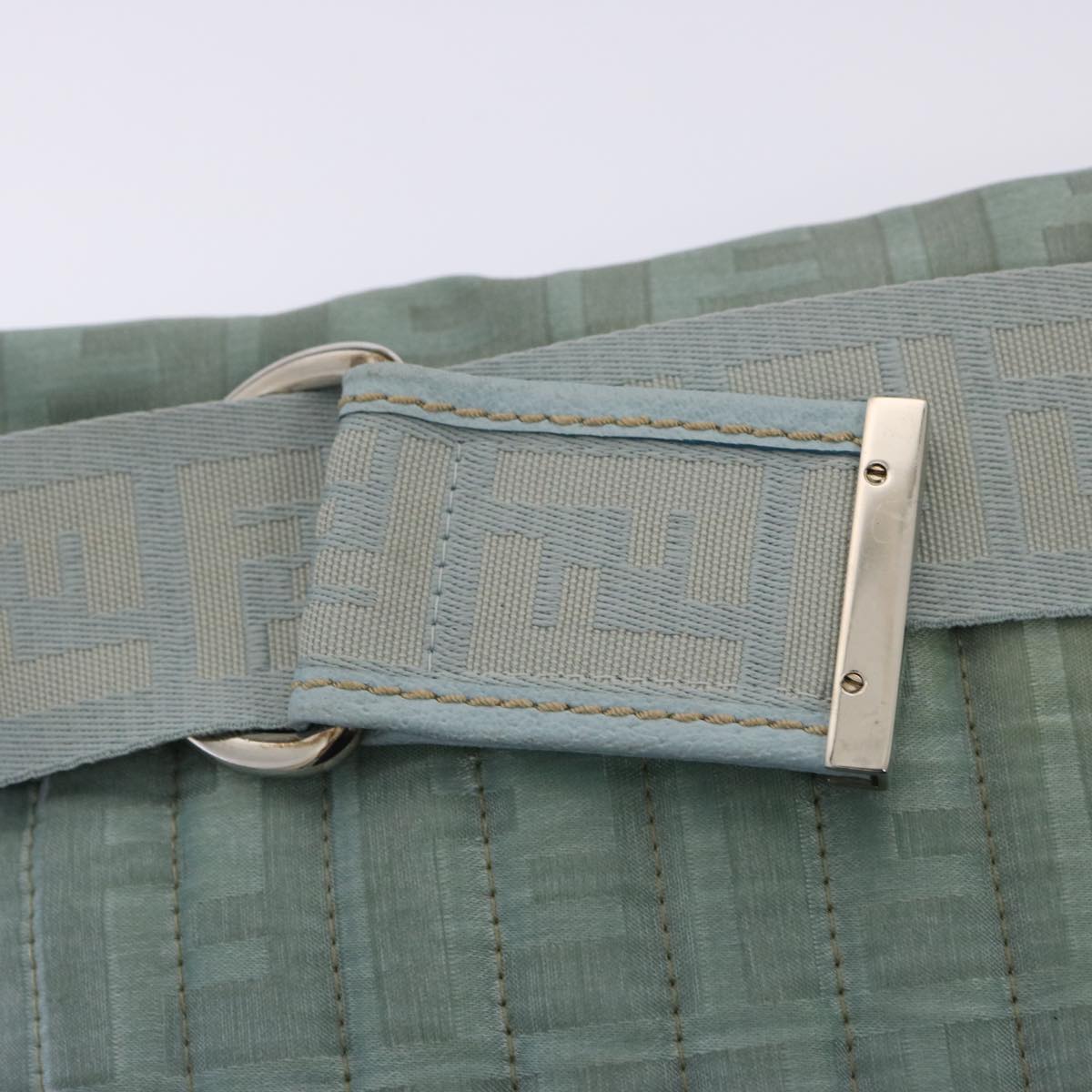 FENDI Zucca Canvas Waist bag Light Blue Auth 77335